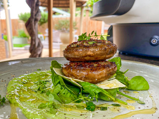 KILN Roasted Bacon & Thyme Stuffed Mushrooms, Creamy Pesto, Parmesan and Spinach.