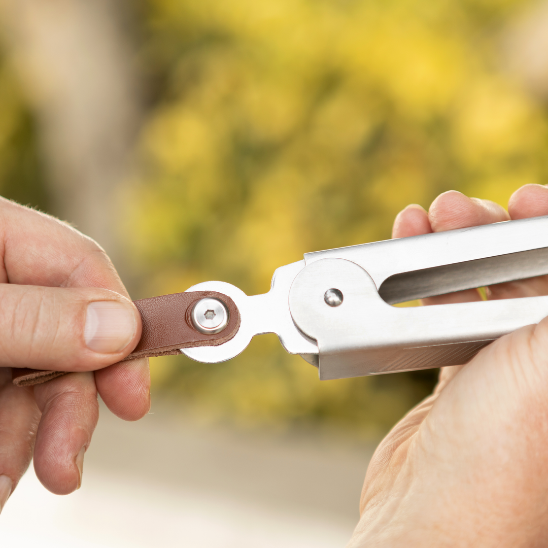 BBQ Tool Kit Tongs Leather Strap